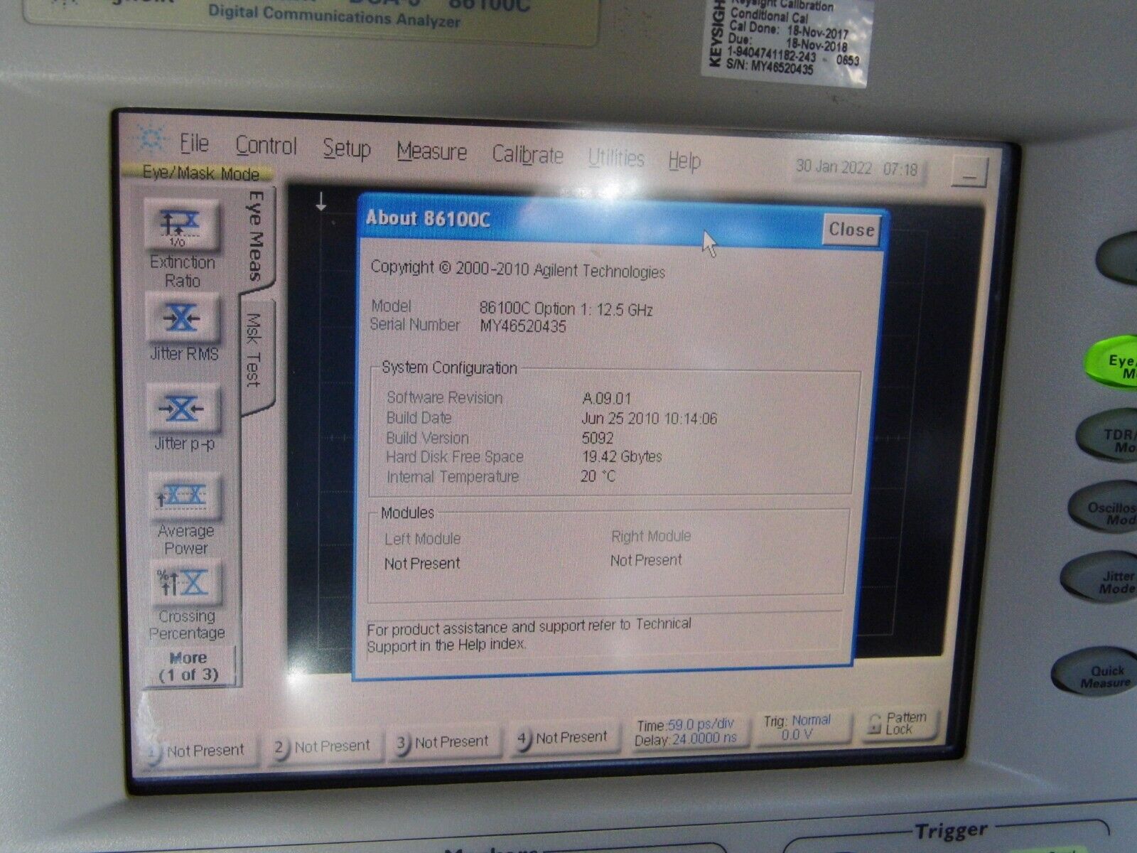 Agilent 86100C Infiniium DCA-J Oscilloscope Mainframe 001,092 Agilent 86100C Infiniium DCA-J Oscilloscope Mainframe 001,092